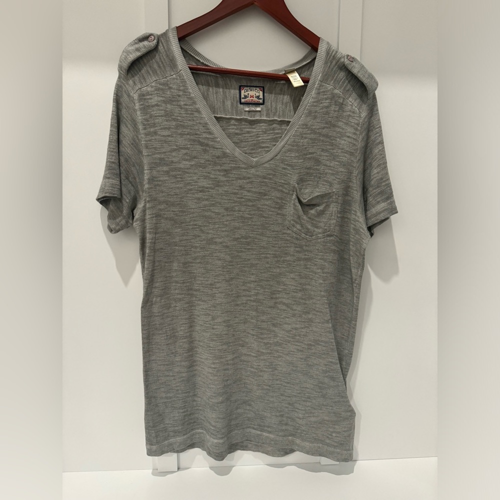 Grey V-Neck Short Sleeve Men's Shirt